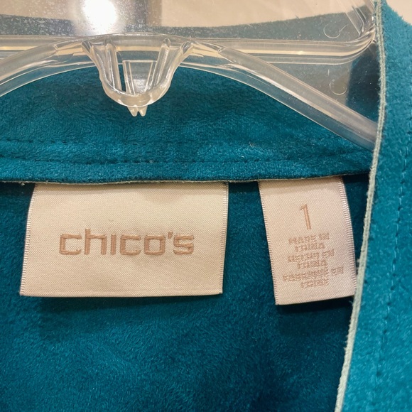 2 Piece Chico’s Faux Suede Teal Jacket with Matching Chico’s Microfiber Tank - Picture 3 of 6